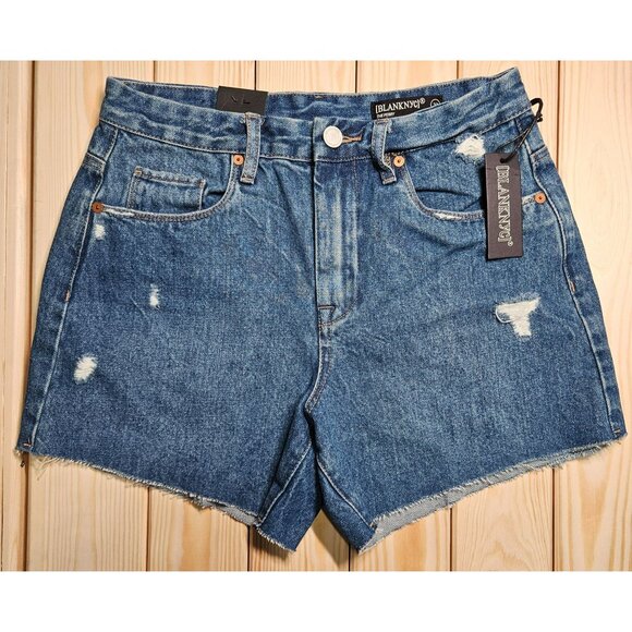 Blanknyc The Perry Mom Shorts Distressed High-Rise Denim Size 27 Women’s NWT - Picture 1 of 5
